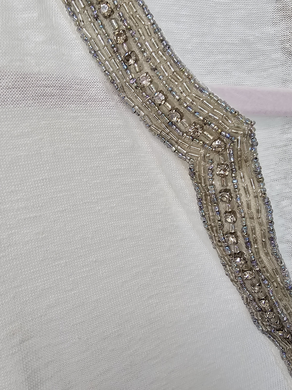 120% Lino White Linen Blend Beaded Tunic Top Boho Luxe Lightweight Blouse 19 ptp - Picture 4 of 9
